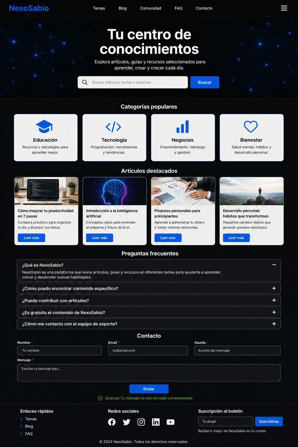 NexoSabio &mdash; vista previa del theme
