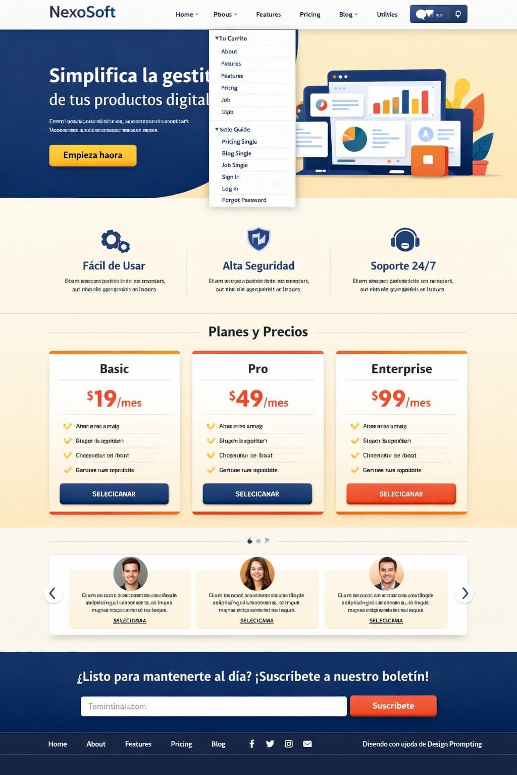 NexoSoft — vista previa del theme