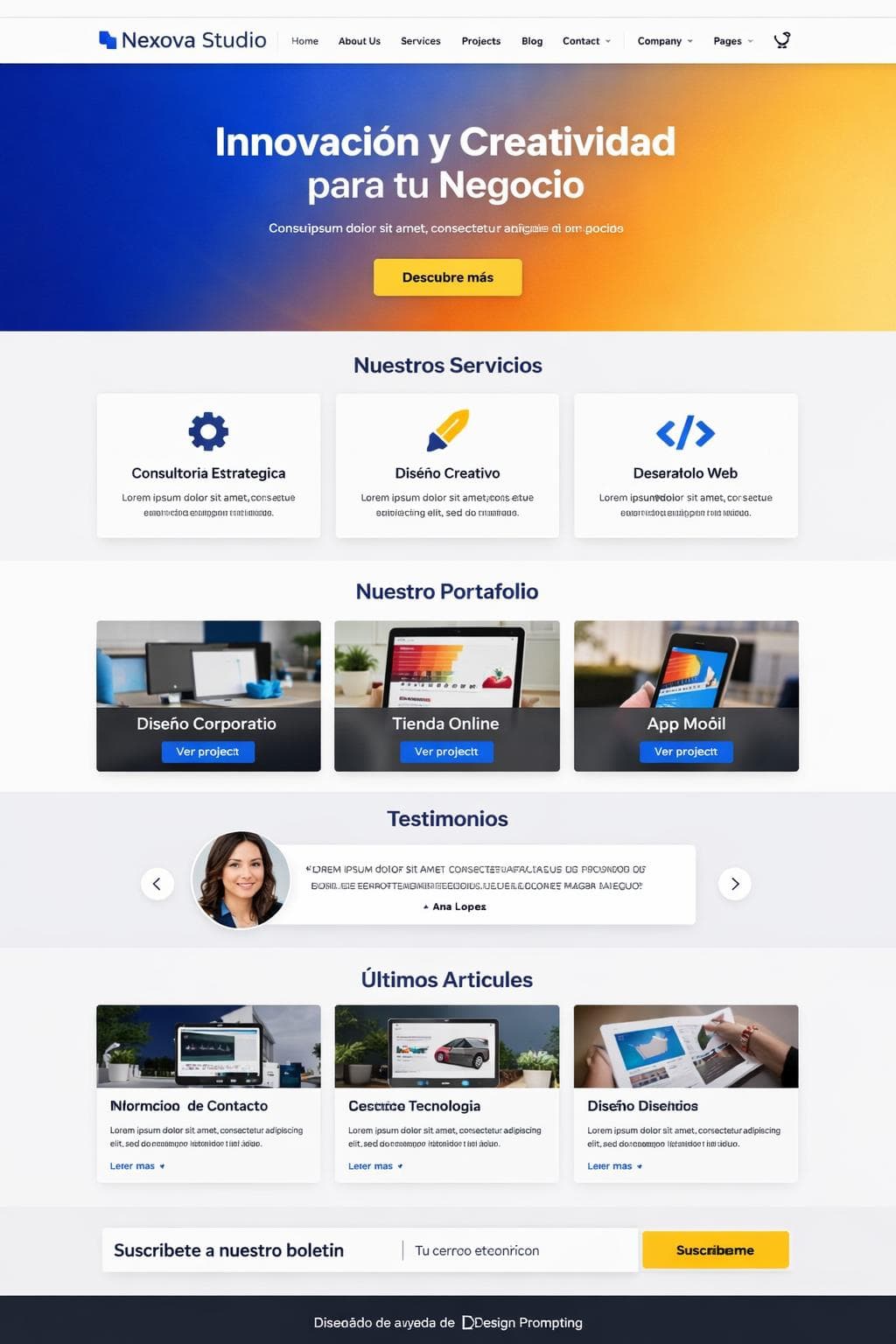 Nexova Studio — vista previa del theme