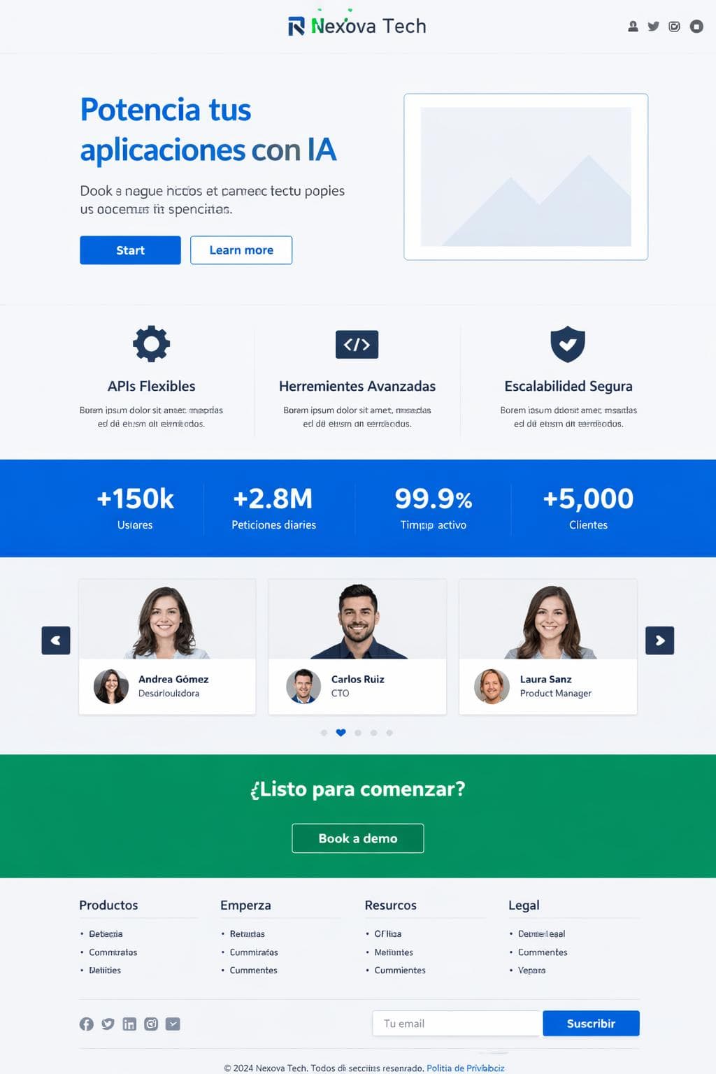 Nexova Tech — vista previa del theme