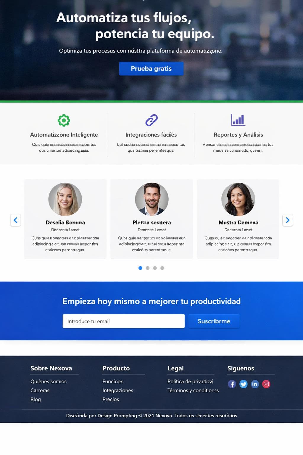 Nexova — vista previa del theme