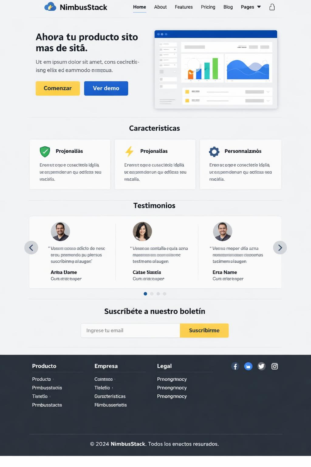 NimbusStack — vista previa del theme