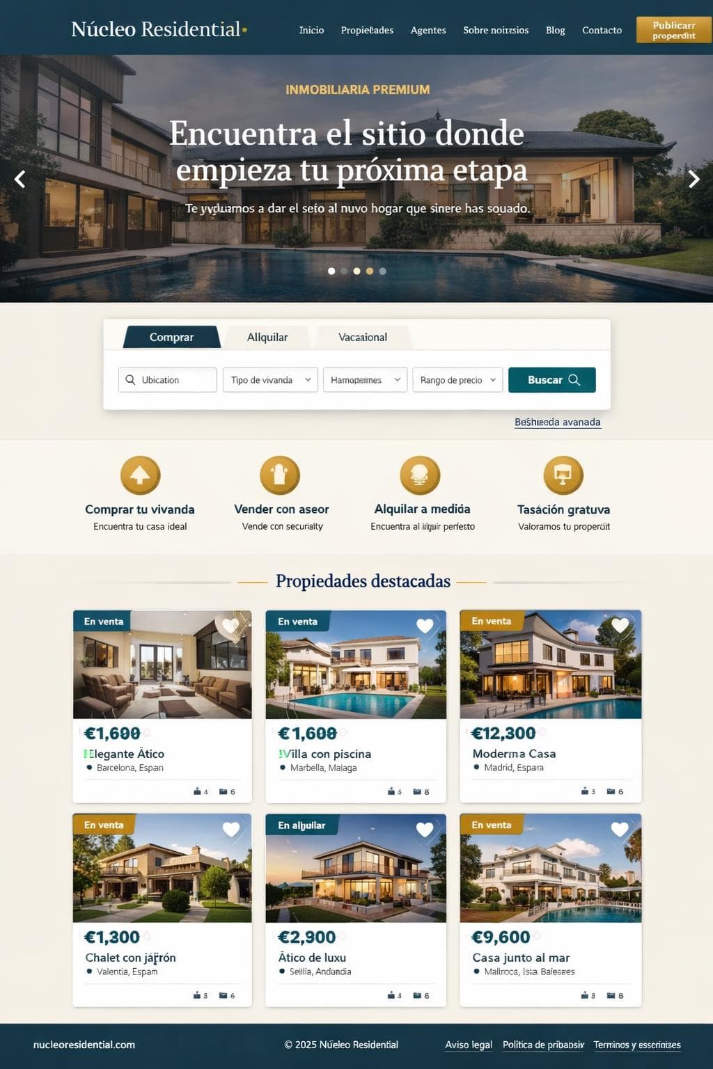 Núcleo Residencial — vista previa del theme