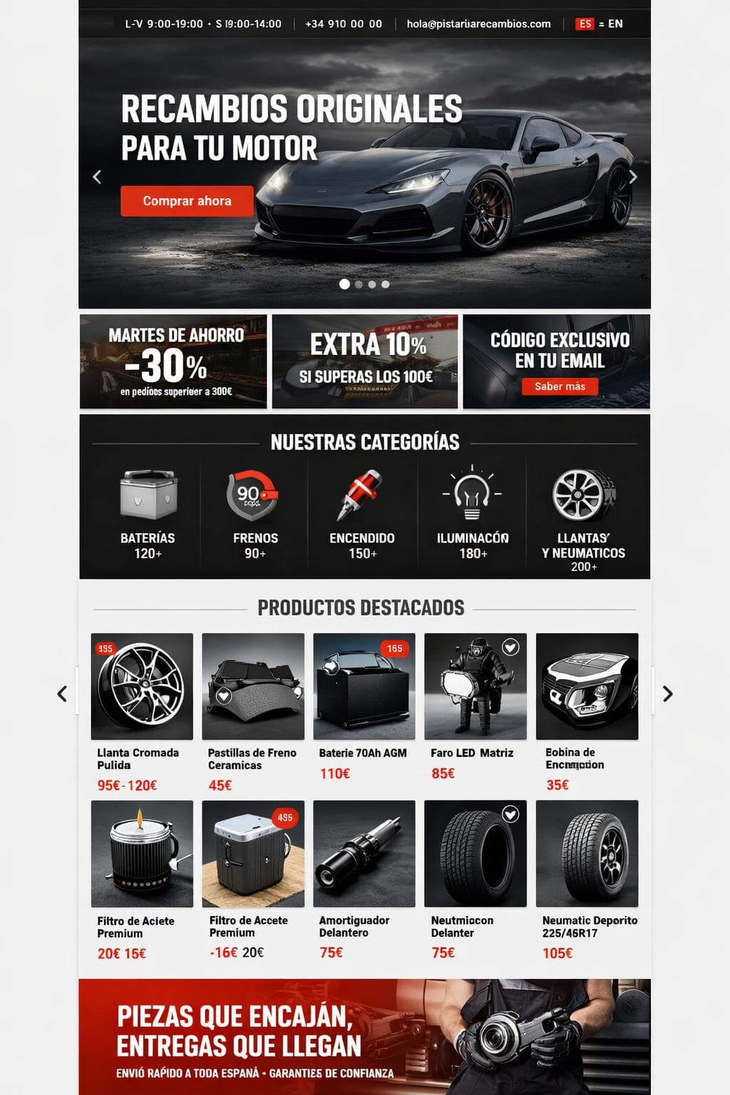 Pista Roja Recambios — vista previa del theme