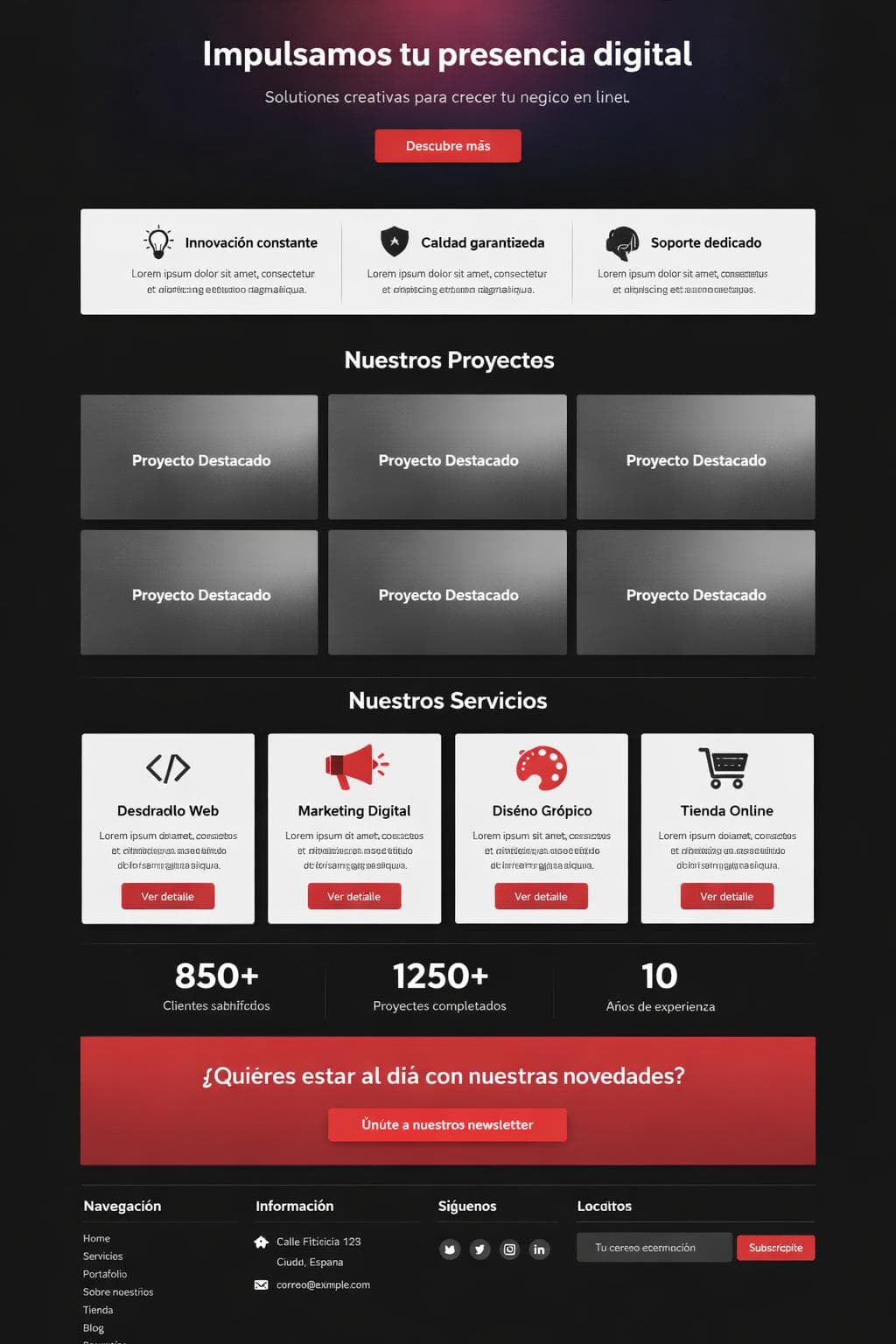 Portfolio Delta — vista previa del theme