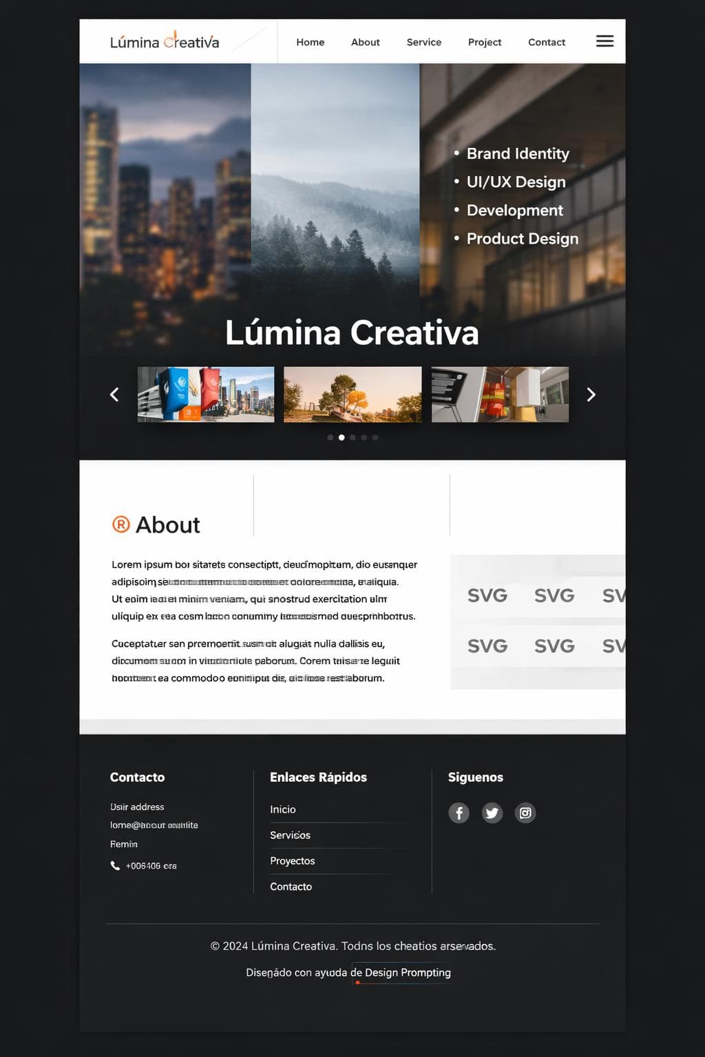 Portfolio Lúmina — vista previa del theme