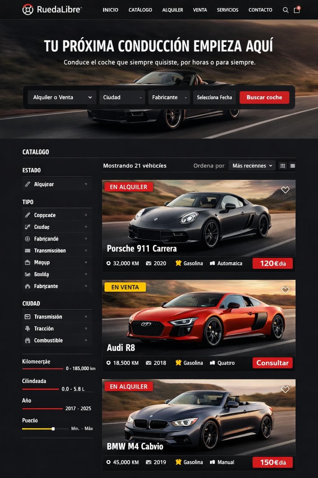 Rentacar Aurora — vista previa del theme