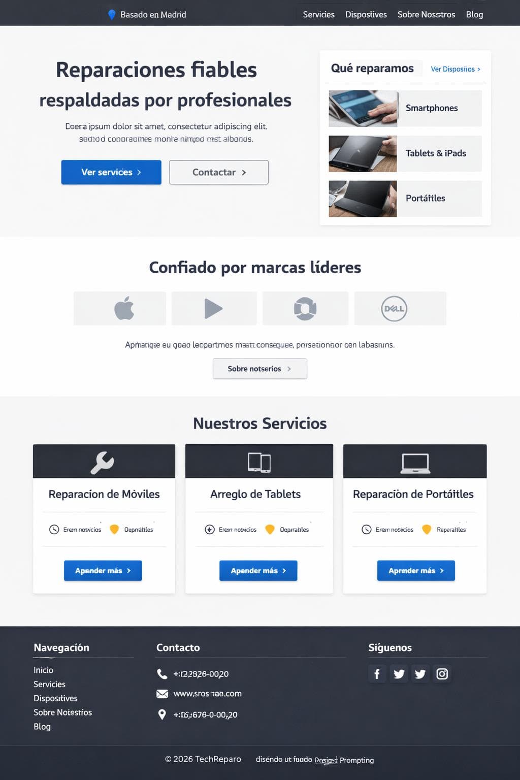 TechReparo — vista previa del theme