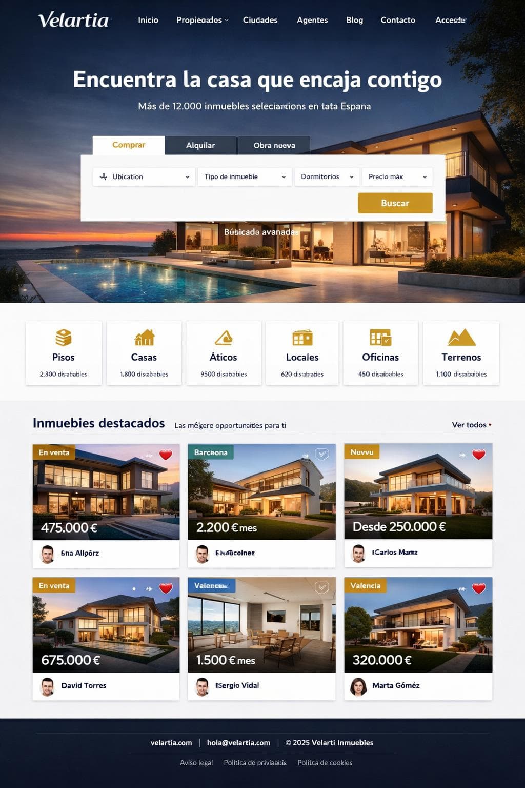 Velartia Inmuebles — vista previa del theme
