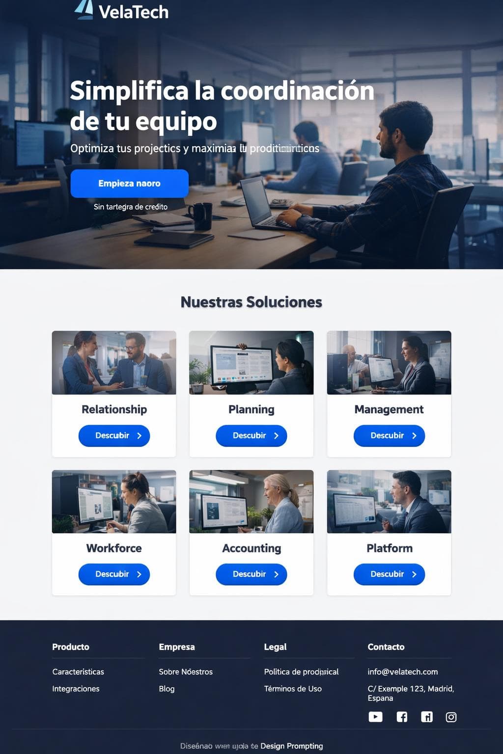 VelaTech — vista previa del theme