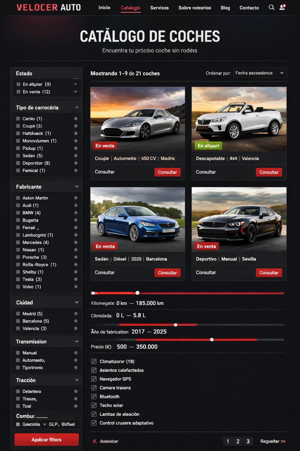 Velocer Auto — vista previa del theme