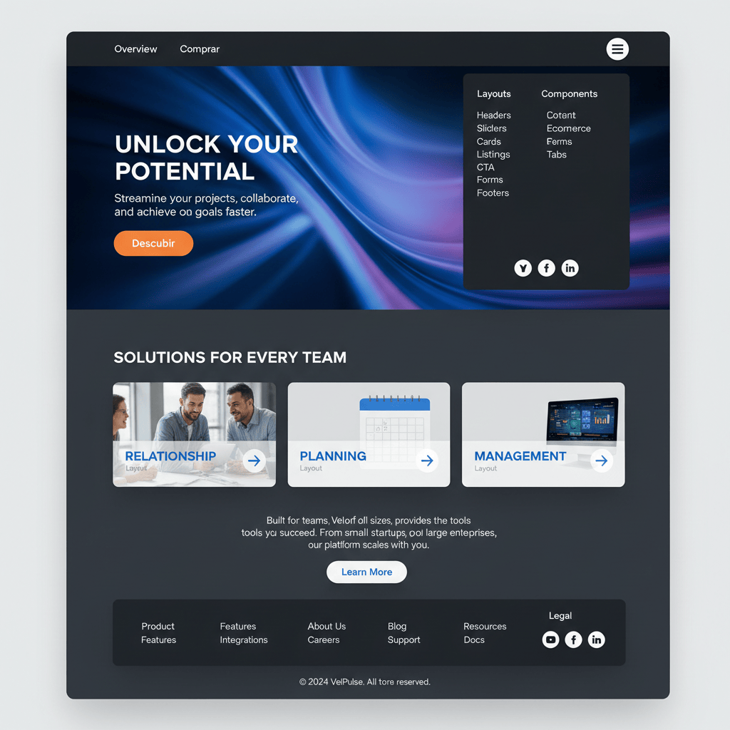 VeloPulse — vista previa del theme