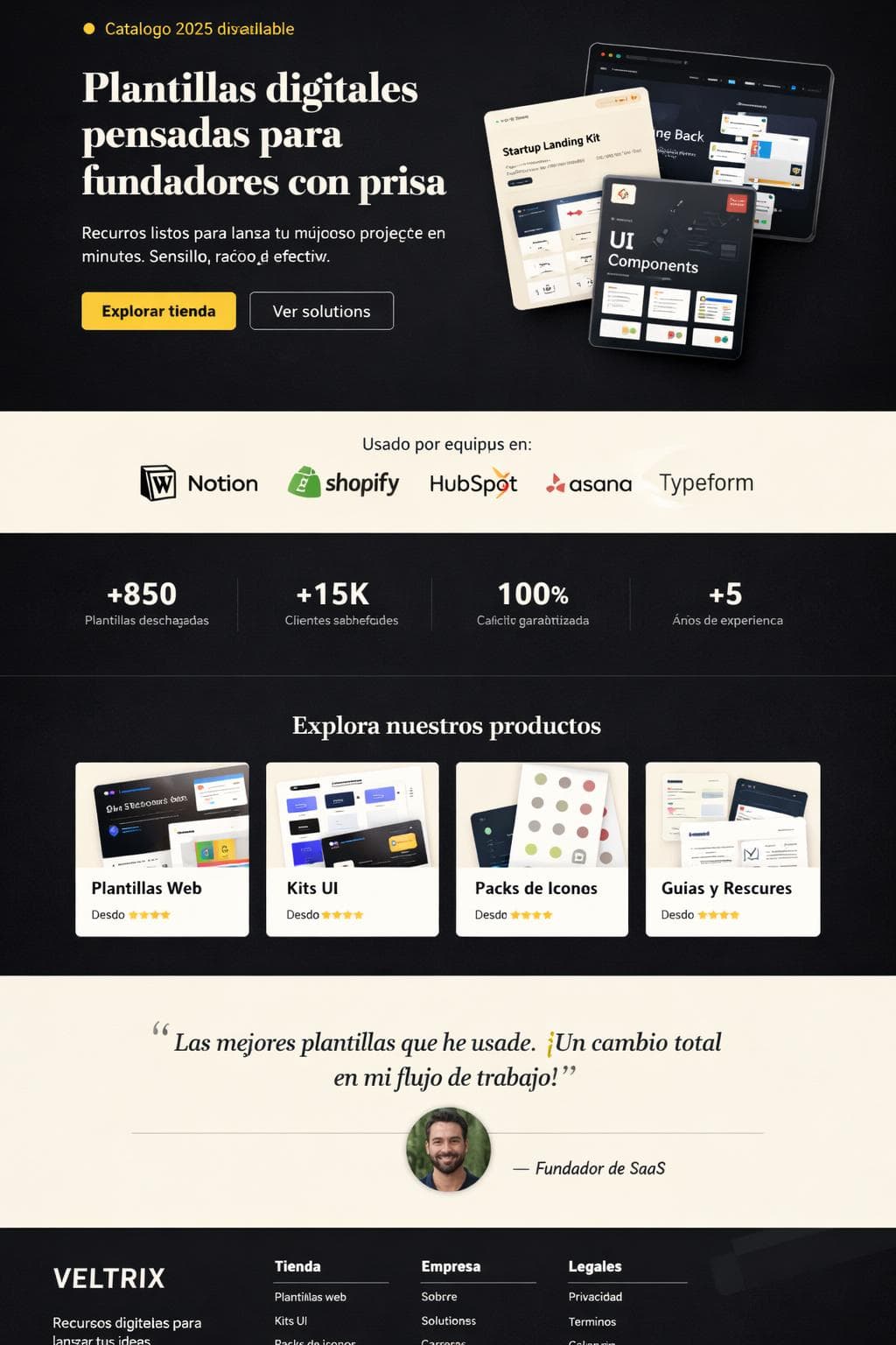 Veltrix Studio — vista previa del theme
