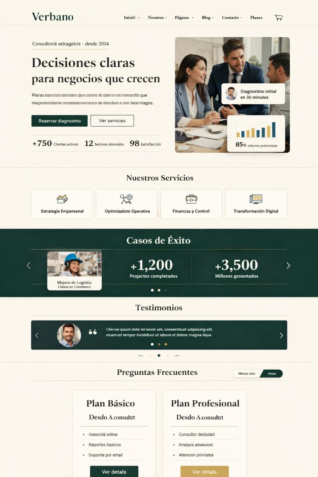 Verbano Consulting — vista previa del theme