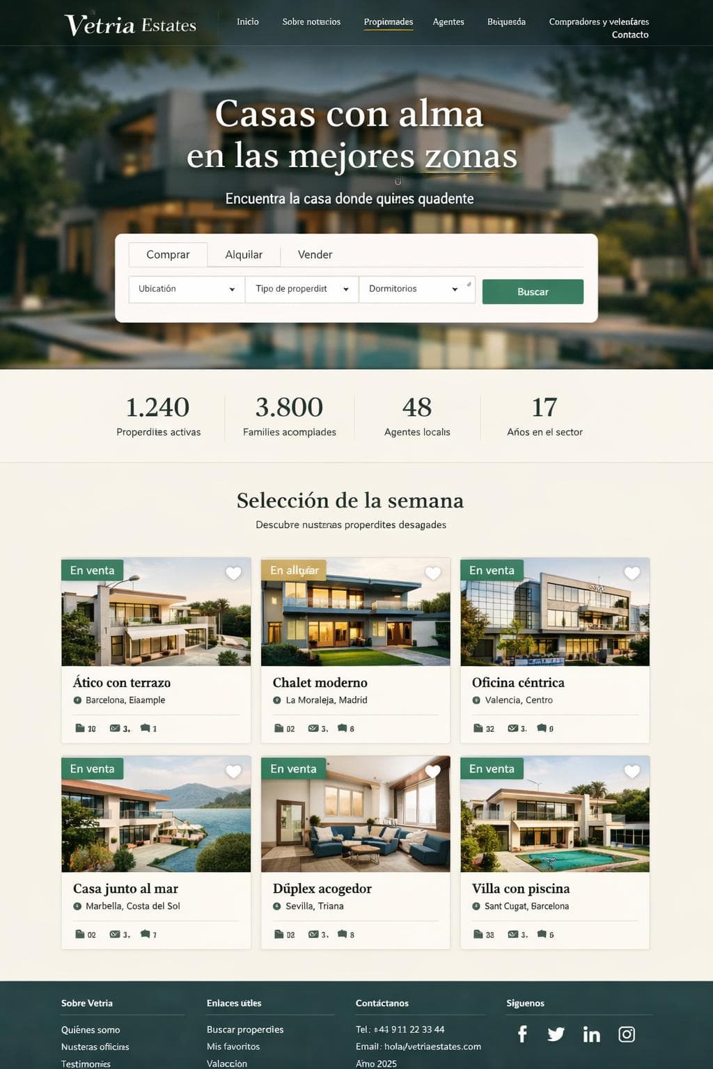Vetria Estates — vista previa del theme