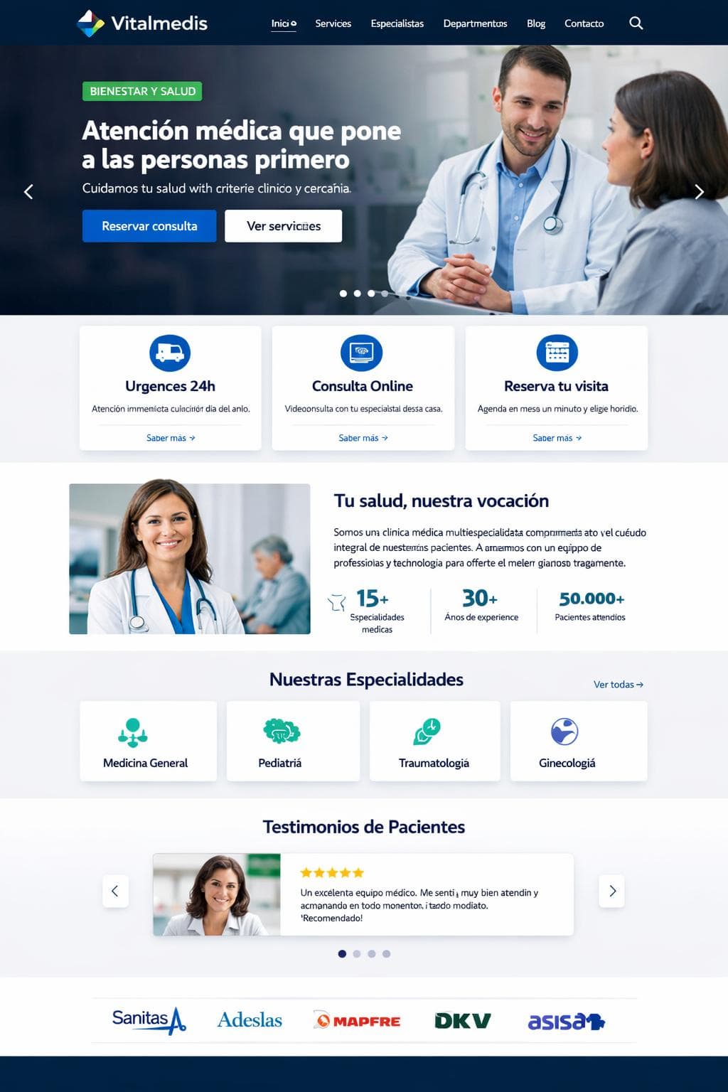 Vitalmedis Cl&iacute;nica &mdash; vista previa del theme
