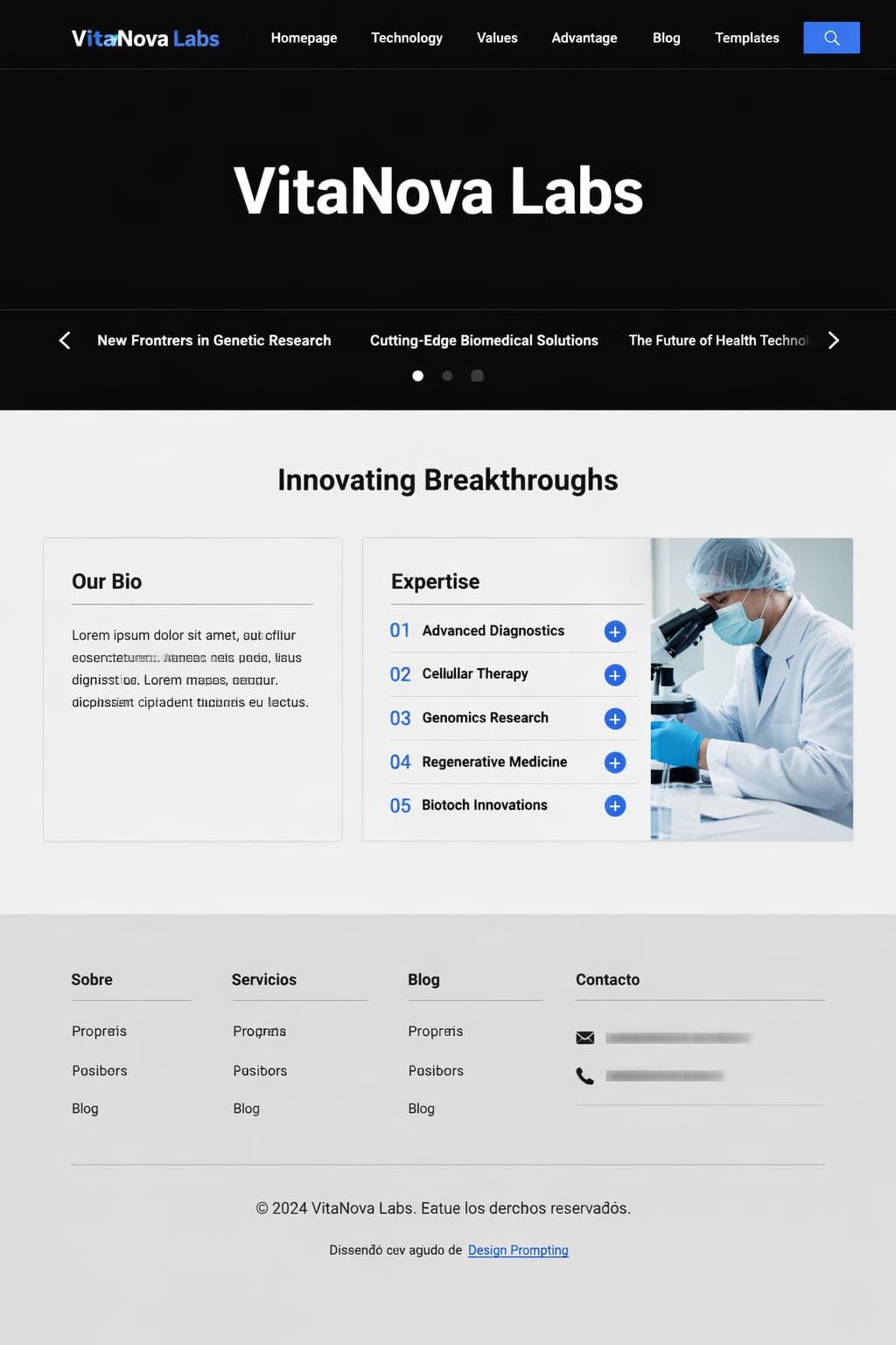 VitaNova Labs &mdash; vista previa del theme