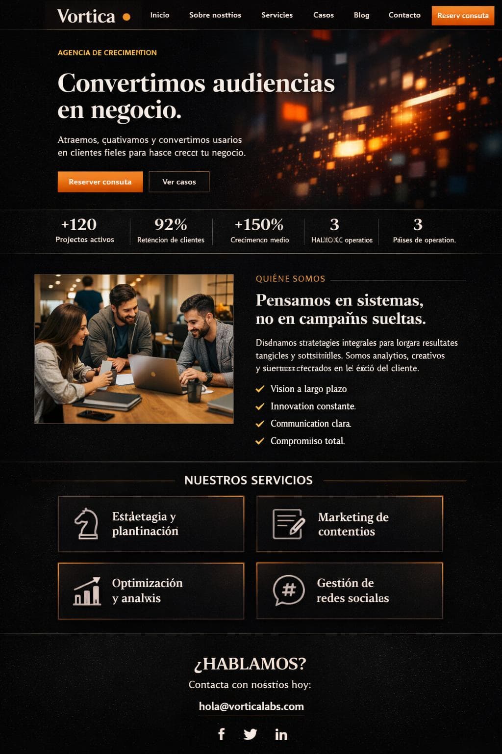 Vortica Labs — vista previa del theme