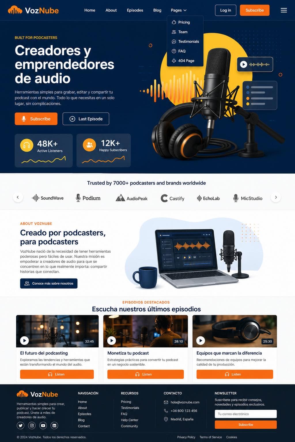 VozNube — vista previa del theme